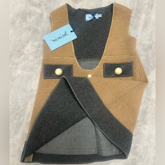 Mimisol Wool Two-Tone Knitted Pinafore Dress - Picture 5 of 5